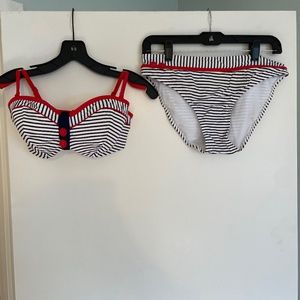 Sailor stripe bikini - Full Set Sz 30F (top) & Small (bottom)
